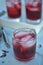 Iced tea made with dark red Hibiscus flower petals