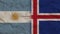 Iceland and Argentina Flags Together, Crumpled Paper Effect 3D Illustration