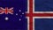 Iceland and Australia Flags Together, Crumpled Paper Effect 3D Illustration