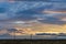 Iceland, autumn, sunrise, Typical icelandic landscape. Electric poles extending into the distance