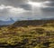 Iceland autumn tundra landscape near Haoldukvisl glacier, Iceland. Glacier tongue slides from the Vatnajokull icecap or Vatna