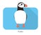 Iceland bird, flat cute puffin vector illustration