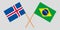 Iceland and Brazil. The Icelandic and Brazilian flags. Official colors. Correct proportion. Vector