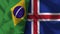 Iceland and Brazil Realistic Flag â€“ Fabric Texture Illustration