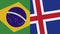 Iceland and Brazil Two Half Flags Together