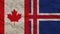 Iceland and Canada Flags Together, Crumpled Paper Effect 3D Illustration