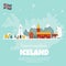 Iceland cartoon vector banner. Travel illustration