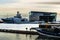 Iceland Coast Guard Boat in Reykjavik Harbour next to the Harpa