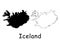 Iceland Country Map. Black silhouette and outline isolated on white background. EPS Vector