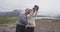 Iceland couple selfie wearing Icelandic sweaters in beautiful nature on Iceland