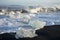 Iceland Diamond beach near Jokulsarlon Glacier Lagoon pieces of ice washed up on the black sand beach