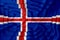 Iceland flag on background texture. Three flags are superimposed on each other. The concept of design solutions. 3D-rendering