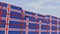 Iceland flag containers are located at the container terminal. Concept for Iceland import and export 3D