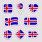 Iceland flag vector set. Icelandic national flags stickers. Isolated icons. Traditional colors. Different geometric shapes. Web, s