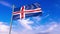 Iceland flag waving against blue sky, perfect for news, digital composition