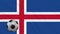 Iceland flag waving and football rotates, loop