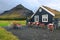 ICELAND, GRUNDARFJORDUR, SEPTEMBER 12, 2019: Typical green house with grass roof in Iceland