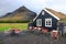 ICELAND, GRUNDARFJORDUR, SEPTEMBER 12, 2019: Typical green house with grass roof in Iceland