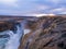 Iceland Gulfoss waterfall in sunset