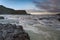 Iceland, Gullfoss waterfall. Captivating scene with rainbow of Gullfoss waterfall that is most powerful waterfall in Iceland and E