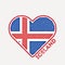 Iceland heart flag badge.