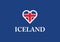 Iceland heart shape love symbol national flag country emblem