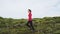 Iceland hiker hiking in moss nature landscape