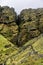 Iceland hiking tourist hiker sightseeing visiting Raudfeldsgja Canyon gorge rift nature landscape on the Snaefellsnes