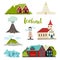 Iceland icons vector collection