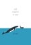 Iceland inviting postcard. Whale and a man in boat. Meeting vector illustration, simple flat design.