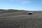 ICELAND - JULY 28. 2008: Isolated 4 wheel camper in unreal wide landscape