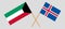 Iceland and Kuwait. The Icelandic and Kuwaiti flags. Official colors. Correct proportion. Vector
