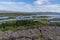 Iceland Landscape View of Fields, Vegatation, Montains, Lakes, Rivers, - Europe