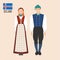 Iceland man and woman in traditional costumes