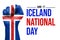 Iceland National Day Modern Abstract Background with Fist Painted with Iceland flag. New 17th of june backdrop concept