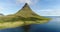 Iceland nature drone video of Kirkjufell mountain landscape in West Iceland