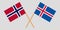 Iceland and Norway. The Icelandic and Norwegian flags. Official colors. Correct proportion. Vector