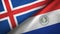 Iceland and Paraguay two flags textile cloth, fabric texture