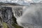 Iceland, powerful Hafragilsfoss waterfall. The power of nature in all its splendor