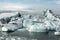 Iceland`s glaciers at the famous Glacier Lagoon. Beautiful cold landscape picture of glacier lagoon bay.