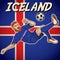 Iceland soccer player with flag background