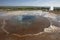 Iceland. South area. Golden Circle. Hot water hole Strokkur geyser.