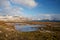 Iceland South coast panorama with mountains in winter