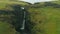 Iceland Summer Aerial View of a Waterfalls with the tourists