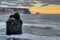 Iceland Sunrise on ock formations of Reynisdrangar