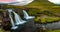 Iceland time lapse video of waterfall mountain Kirkjufellsfoss, Kirkjufell