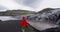 Iceland tourist photographer sightseeing walking in nature landscape