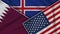 Iceland United States of America Qatar Flags Together Fabric Texture Illustration