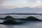 Iceland, Vestrahorn mount and black sand over the ocean