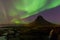 Iceland volcano with northern light